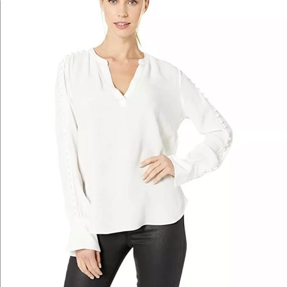 Joie ABE Blouse Top Porcelain White Button Long Sleeve Pullover NWT small S.